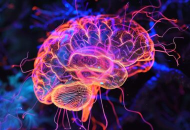 Modèle de cerveau illuminé au néon